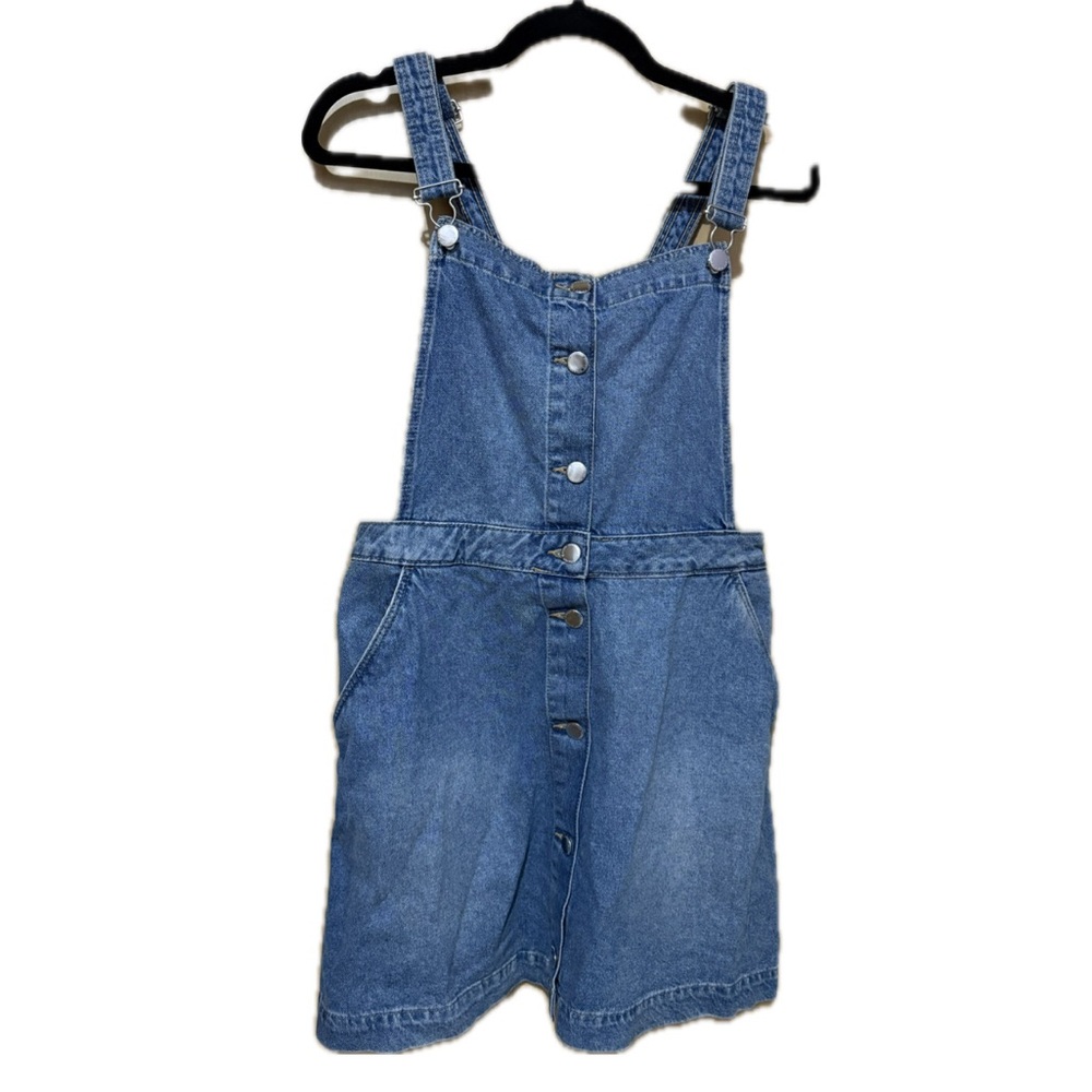 H&M Blue Denim Button-up Overalls Dress